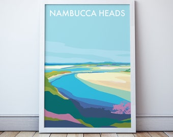 Nambucca Heads Art Print, Mid North Coast NSW Travel Illustration, Australia Souvenir  Gift