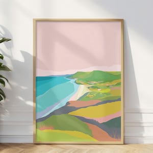 Stanwell Park Wall Art Print Print, Wollongong South Coast New South Wales, Stawell Park Australia Coastal Illustration