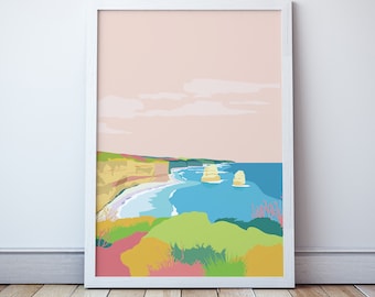 Great Ocean Road Victoria Illustrated Travel Print