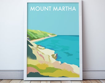 Mount Martha Art Travel Print, Mornington Peninsula Victoria, Great Ocean Road Illustration