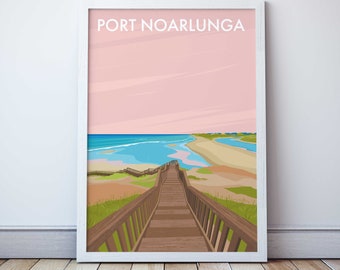 Port Noarlunga Adelaide, South Australia Beach Travel Print,
