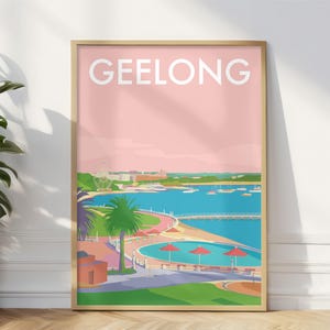 Geelong Eastern Beach Travel Print Poster, Geelong Wall Art Print, Geelong Melbourne Victoria Wall Decor, Geelong Australia