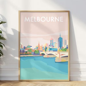 Melbourne City Art Print, Melbourne Victoria Australia Travel Poster, Australia Gift Souvenir Memento
