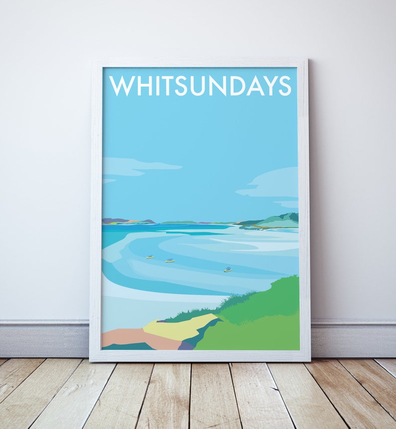 Whitsundays Whitehaven Beach Seaside Travel Print Poster Etsy