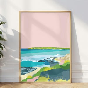 Maroubra Beach Travel Print,  Maroubra Vintage Style Ocean Seaside Coast,  Illustration Maroubra Wall Art Print, Maroubra Sydney Australia