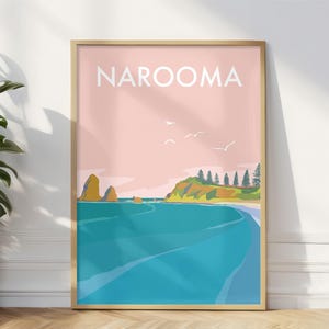 Narooma Beach Travel Print Australia, Narooma Wall Art Print Illustration, Narooma NSW Australia