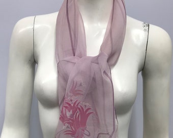 Vintage ZANDRA RHODES Silk Scarf A Bunch of Zandra's Beatuiful Lilies Sheer