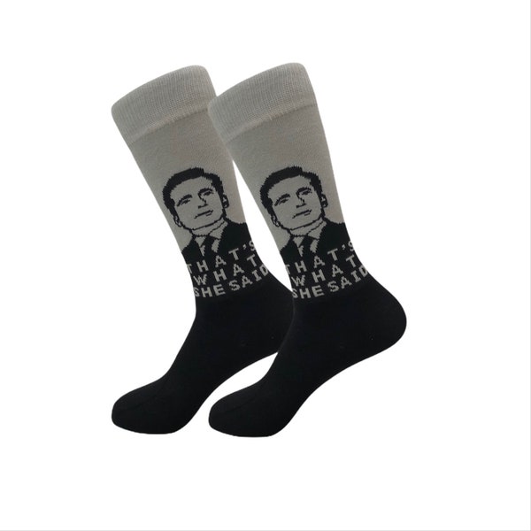 C'est ce qu'elle a dit Chaussettes Michael Scott Chaussettes drôles Chaussettes folles Chaussettes Meme Chaussettes habillées