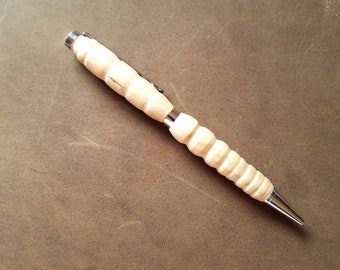 Cherry Wood Handmade Pen in a fun bubble retro style made by Corinne Viner
