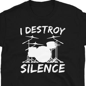 Maglietta Drummer 'Distruggo Il Silenzio' - Regalo Per Batteristi E Musicisti - Foto 2