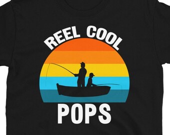 Reel Cool Pops Fishing Shirt Mens, Pops Fishing T-Shirts, Pops Fishing Gifts, Dad Fisherman Birthday Christmas Gift from Grandkids