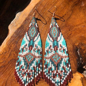 Seed Bead Earrings  Fringe Earrings