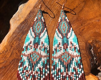 Seed Bead Earrings  Fringe Earrings