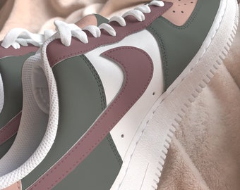 Earthy Color Block Hand-Painted Custom Air Force 1 Sneakers