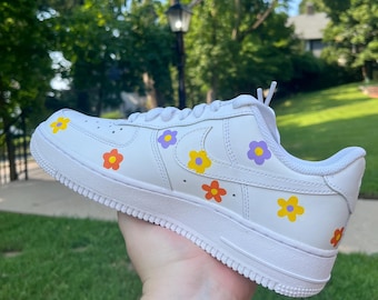 Hand Painted Floral Air Force 1s | Custom Hippie Sneakers