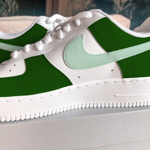 Green Tones Color Block Custom Air Force 1s | Custom Sneakers | Custom Air Force 1s | Personalized Sneakers