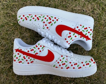 Cherry Air Force 1s | Hand-Painted Custom Sneakers