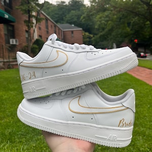 Custom Wedding Air Force 1s | Custom Sneakers | Custom Air Force 1s | Personalized Sneakers | Celebrate Your Wedding in Style!