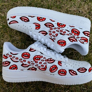 Kiss Lips Air Force 1s | Custom Sneakers | Custom Air Force 1s | Personalized Sneakers | Lip Print Air Force 1s