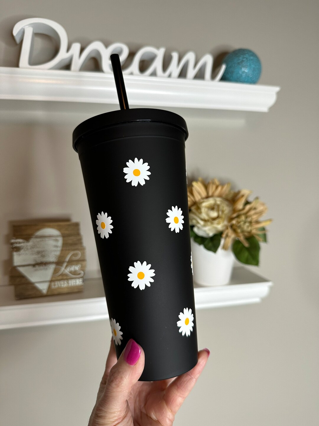 Do Revenge Inspired Peach Daisy Tumbler