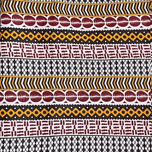 Tribal Cotton Fabric, African Print Mudcloth Upholstery Fabric, Quilting Fabric, Decorative Block Print Fabric