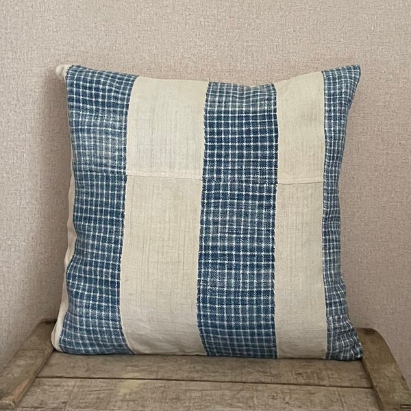 Indigo Mudcloth Pillow Cover, Decorative Textile Throw Fabric