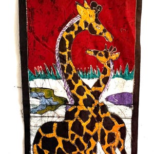 Wall Decor Batik Cotton Fabric, African Art Hand Painted Fabric