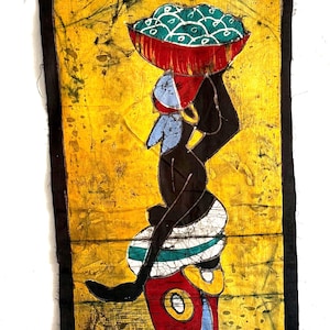 Batik Cotton Fabric Hand Painting, African BatikFramed  Wall Decor Art