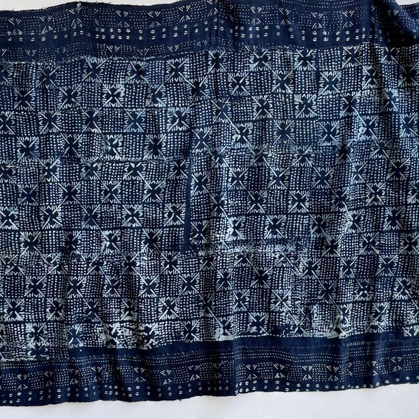 Hand Dyed Indigo Mudcloth, Vintage Decorative African Cotton Fabric