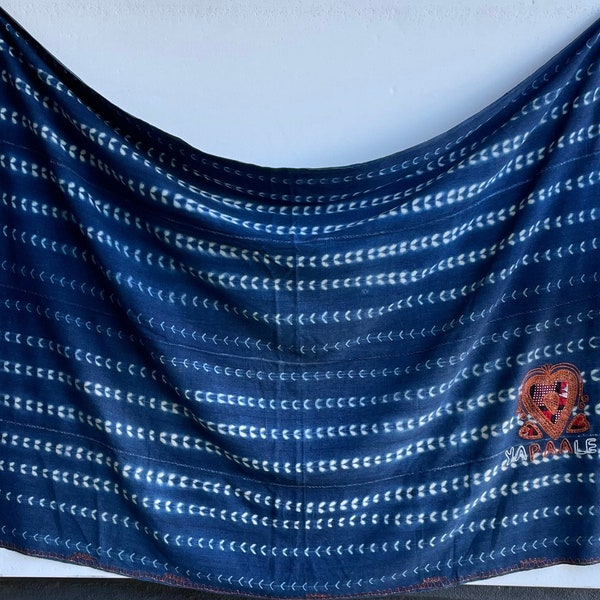 African Indigo Cloth, Vintage Blue Cotton Textile