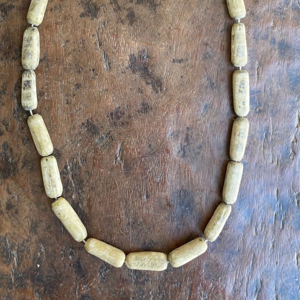 Rare, Vintage Handmade Bone Beads, Tribal African Beads Necklace #001