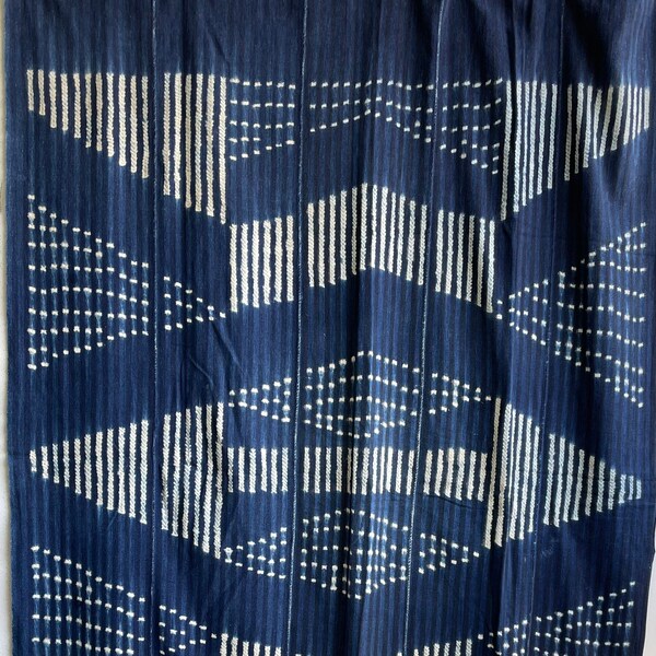 Decorative Indigo Fabric, Tie Dye African Shibori, Dyed Mudcloth Textile
