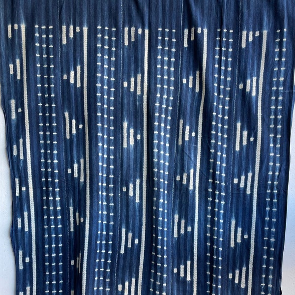 Vintage Indigo Tie Dye Fabric, Dyed Shibori, African Textile Mudcloth