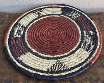 Large, Decorative African Baskets, Traditional Fulani Woven Coiled Basket