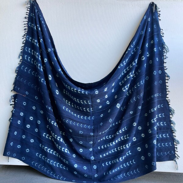 Indigo Throw Fabric, Interior Design, African Indigo Tie Dye Cotton Textile