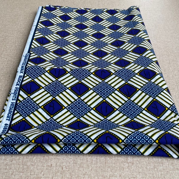 Indigo Print Mudcloth, African Cotton Fabric, Geometric Pattern