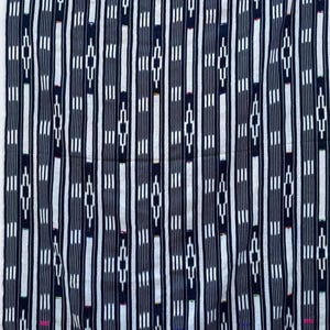 Indigo Cotton Fabric, Vintage African Baule Ikat Hand Dyed, Wall Decor Tapestry Textile