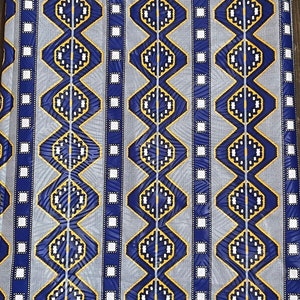 Blue Printed Upholstery Fabric, African Block Print Cotton Fabric, Upholstery Quilting Fabric