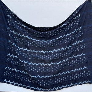 Indigo Blue Fabric, Hand Dyed Cotton Textile, African Cloth Tie Dye