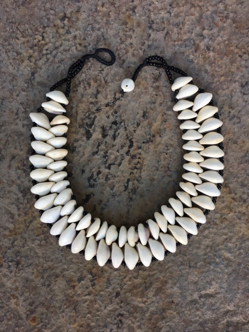 Cowrie Shell Beaded Necklace Strand Necklace Handmade | Etsy