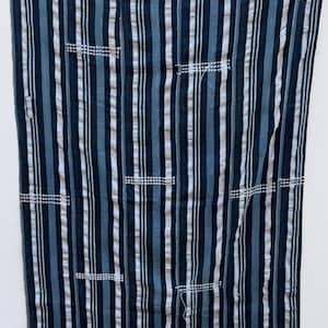 Indigo Mudcloth Wall Decor Throw Fabric, Vintage African Cotton Textile Hand Dyed