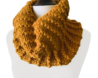 Chunky Knit Cowl Scarf, Handmade Pullover Tube Scarf