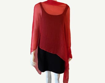 Sheer Texture Chiffon Poncho Wrap: Asymmetrical Wedding Dress Topper
