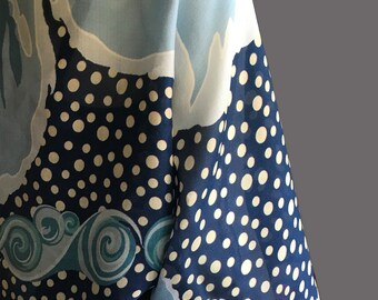 Multicolor Pattern Shrug, Short Sleeve Bolero,  Short Cape Shrug In A Blue Polka Dot Pattern