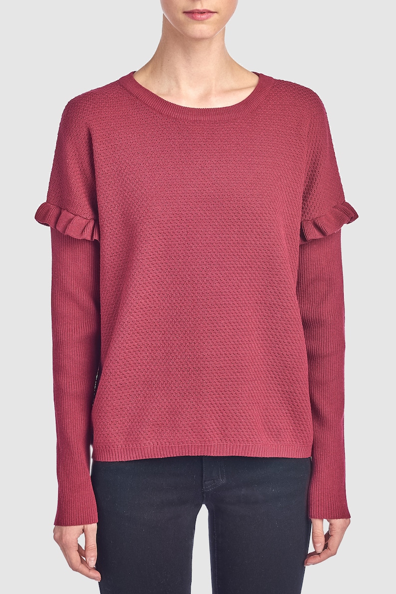 Waffle Knit Sweater For Women Sweaters For Women Long Sleeve Women Sweater Knitted Casual sweater Crew Neck Sweater Knit Women Sweater