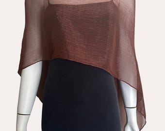 Sheer Crepe Topper Poncho, Lightweight Shawl Poncho, Wedding Bridesmaid Shawl Cape Poncho