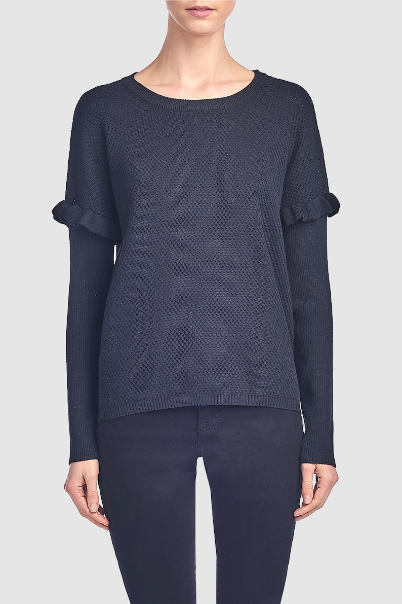 Waffle Knit Sweater For Women Sweaters For Women Long Sleeve Women Sweater Knitted Casual sweater Crew Neck Sweater Knit Women Sweater