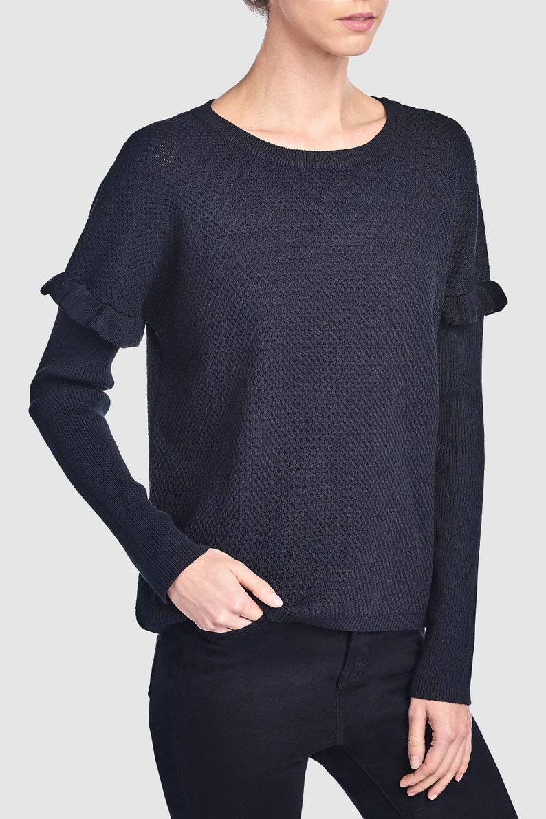 Waffle Knit Sweater For Women Sweaters For Women Long Sleeve Women Sweater Knitted Casual sweater Crew Neck Sweater Knit Women Sweater