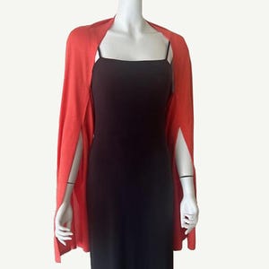 Orange Silk Cashmere Bolero Shrug: Split Sleeve Cape Wrap