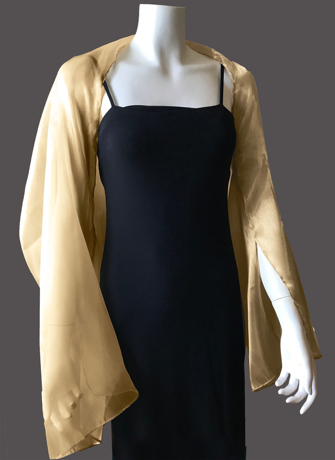 Gold Chiffon Bolero Shrug Lightweight Chiffon Shrug Wedding Etsy